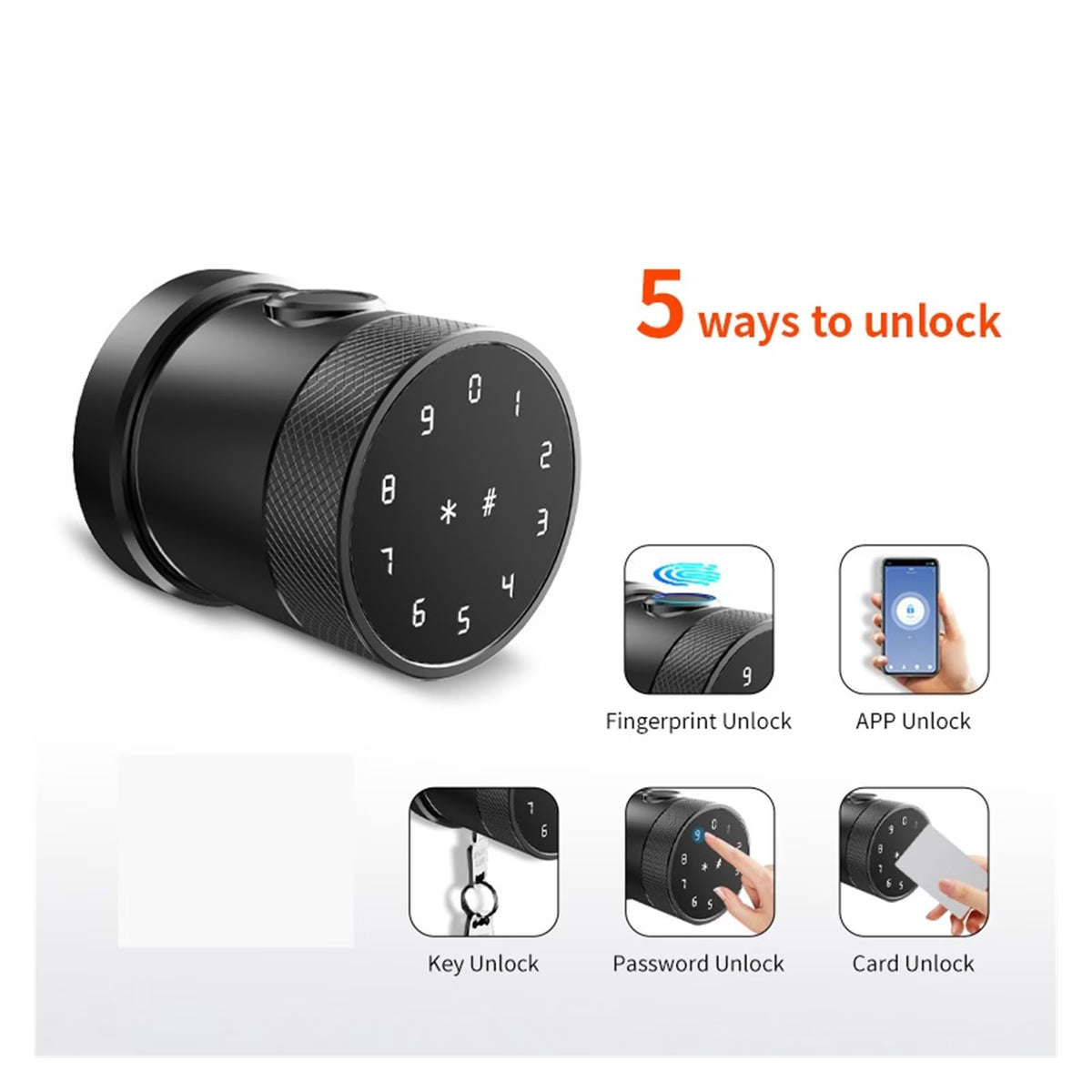 Smart Lock Fingerprint Door Lock Digital Keyboard Smart Card Combination Knob Lock for Home / Office / Hotel DIY Door Lock ,Easy to Install