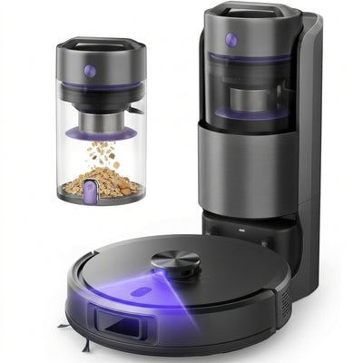 Bagless Robot Vacuum and Mop Self-Emptying for Pet Hair/Carpet