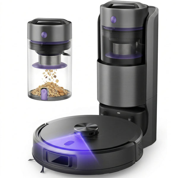 Bagless Robot Vacuum and Mop Self-Emptying for Pet Hair/Carpet