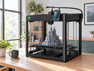 Ender 5 Max 3D Printer 400×400×400Mm Large Build Volume, Bright morning light floods a modern home office