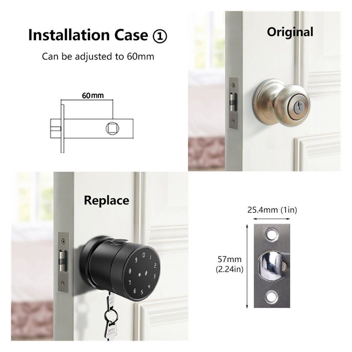 Smart Lock Fingerprint Door Lock Digital Keyboard Smart Card Combination Knob Lock for Home / Office / Hotel DIY Door Lock ,Easy to Install