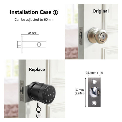 Smart Lock Fingerprint Door Lock Digital Keyboard Smart Card Combination Knob Lock for Home / Office / Hotel DIY Door Lock ,Easy to Install