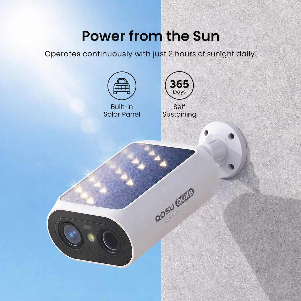 Solar Panel Built-In Smart Security Camera Kit-3Mp and Cross Camera Track with 32GB Storage Home Base, No Monthly Fee — product view 6